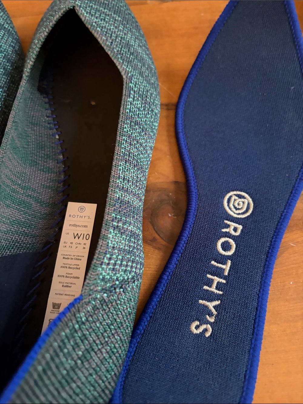 Rothy's Pointed Knit Flats in Aqua heather size 10 - Picture 3 of 9